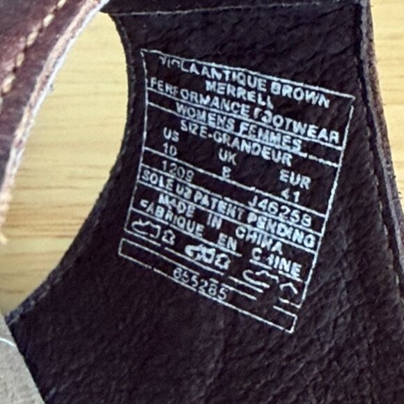 Women’s Merrell Viola Sandal 10 Leather Brown T Strap Vibram Wedge J46258 - Picture 10 of 11